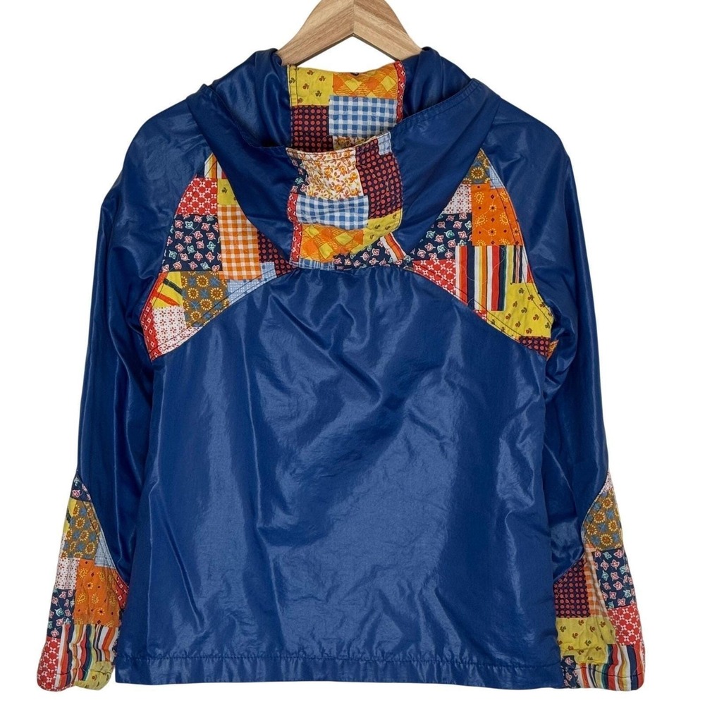 Vintage c. 1990 Made in Japan Patchwork Hooded Jacket Boho Cotton Nylon S M - Picture 3 of 8